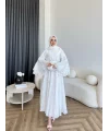 Qu- Yeni Desen Selen Elbise - Beyaz