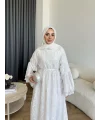 Qu- Yeni Desen Selen Elbise - Beyaz