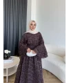 Qu- Yeni Desen Selen Elbise - Kahve