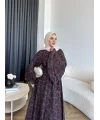 Qu- Yeni Desen Selen Elbise - Kahve