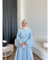 Qu- Yeni Desen Selen Elbise - Mavi