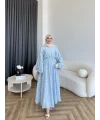 Qu- Yeni Desen Selen Elbise - Mavi