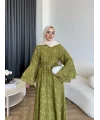 Qu- Yeni Desen Selen Elbise - Yeşil