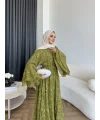 Qu- Yeni Desen Selen Elbise - Yeşil