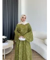Qu- Yeni Desen Selen Elbise - Yeşil