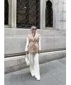 Riva Arka Kısmı Triko Yelek - Bej
