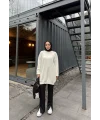 Sakallı Triko Tunik Kazak - Beyaz