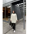 Sakallı Triko Tunik Kazak - Beyaz