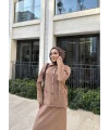 Sara Etekli Triko Takım - Camel
