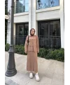 Sara Etekli Triko Takım - Camel