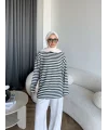 Seh - Çizgili 2 İplik Sweat - Haki