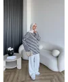 Seh - Çizgili 2 İplik Sweat - Kahve