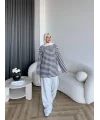 Seh - Çizgili 2 İplik Sweat - Kahve
