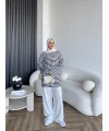 Seh - Çizgili 2 İplik Sweat - Kahve