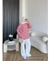 Seh - Çizgili 2 İplik Sweat - Kırmızı