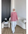 Seh - Çizgili 2 İplik Sweat - Kırmızı