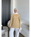 Seh - Çizgili 2 İplik Sweat - Sarı