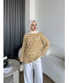 Seh - Çizgili 2 İplik Sweat - Sarı