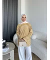 Seh - Çizgili 2 İplik Sweat - Sarı