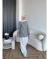 Seh - Çizgili 2 İplik Sweat - Siyah