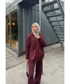 Selita Ön Fermuarlı Triko Takım - Bordo