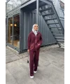 Selita Ön Fermuarlı Triko Takım - Bordo