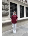 Soul Taşlı Hırka - Bordo