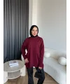 Sümy Kol Katlamalı Triko Kazak - Bordo