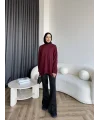 Sümy Kol Katlamalı Triko Kazak - Bordo