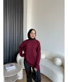Sümy Kol Katlamalı Triko Kazak - Bordo