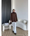 Sümy Kol Katlamalı Triko Kazak - Kahve