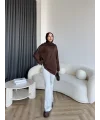 Sümy Kol Katlamalı Triko Kazak - Kahve