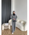 Sursula Ön Bağlamalı Triko Takım - Gri