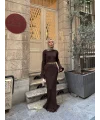 Tamara Kol Detaylı Elbise - Acı Kahve -