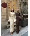 Tamara Kol Detaylı Elbise - Acı Kahve -