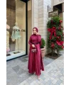 Taşlı Saten Etek - Bordo