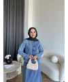 Tb - Çıtçıtlı Etekli Denim Takım - Açık Mavi