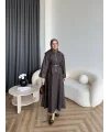 Tb - Işıltı Etekli Kot Takım - Kahve