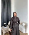 Tb - Işıltı Etekli Kot Takım - Kahve