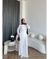 Tb - Lasmina Pantolon Etek Takım - Ekru