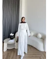 Tb - Lasmina Pantolon Etek Takım - Ekru