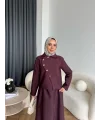 Tb - Nebal Gold Düğmeli Cupra Takım - Bordo