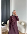 Tb - Nebal Gold Düğmeli Cupra Takım - Bordo