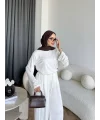 Tb - Nisal Paça Lastikli Takım - Ekru