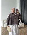 Tb - Oversize Büzgülü Gömlek - Acı Kahve