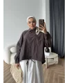 Tb - Oversize Büzgülü Gömlek - Acı Kahve