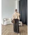 Tb - Oversize Büzgülü Gömlek - Bej