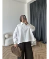 Tb - Oversize Büzgülü Gömlek - Ekru