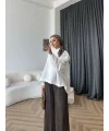 Tb - Oversize Büzgülü Gömlek - Ekru