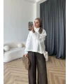 Tb - Oversize Büzgülü Gömlek - Ekru